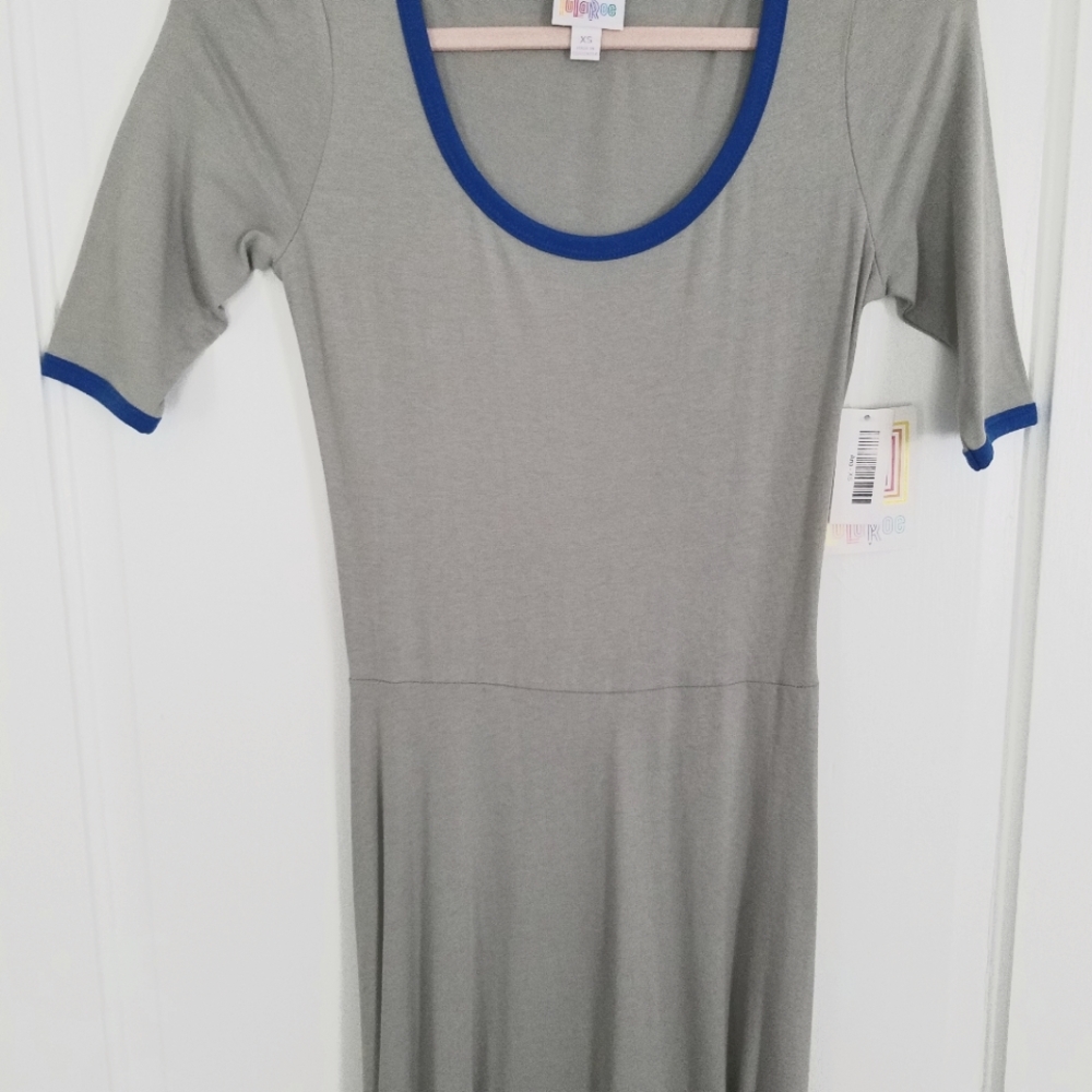 Lularoe XS Ana gray with blue trim